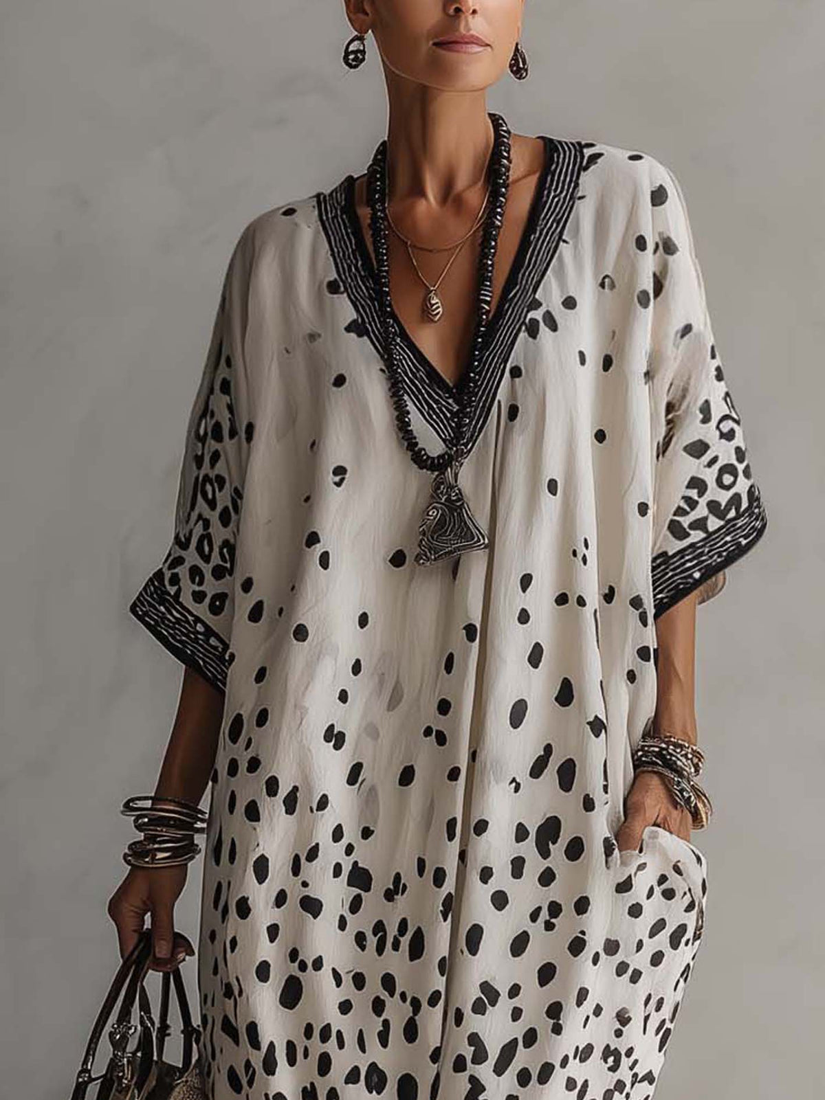 Light Gray Gradient Leopard Print Chiffon Maxi Dress
